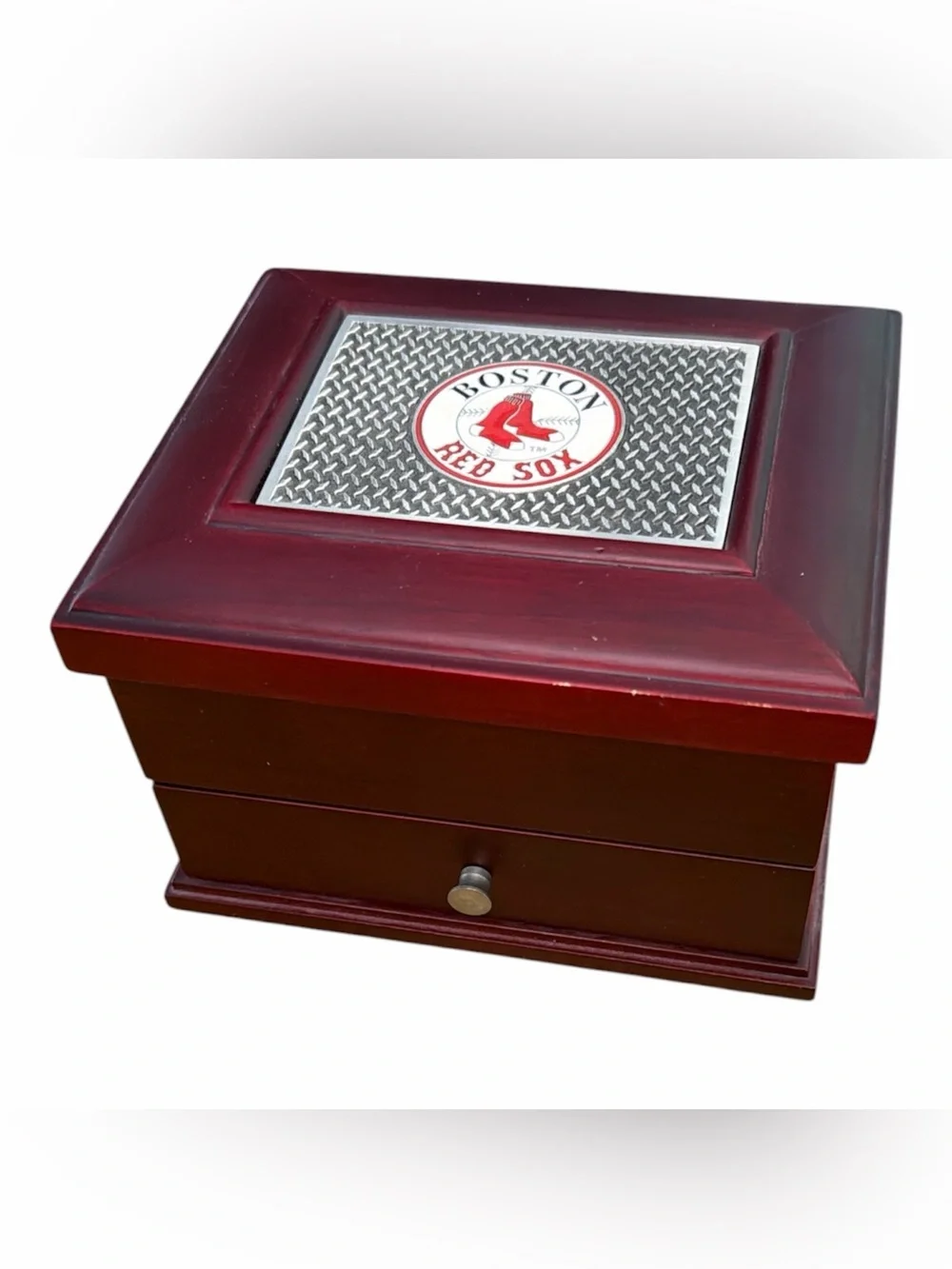 Boston Red Sox Wooden Jewelry Box in Deep Red
